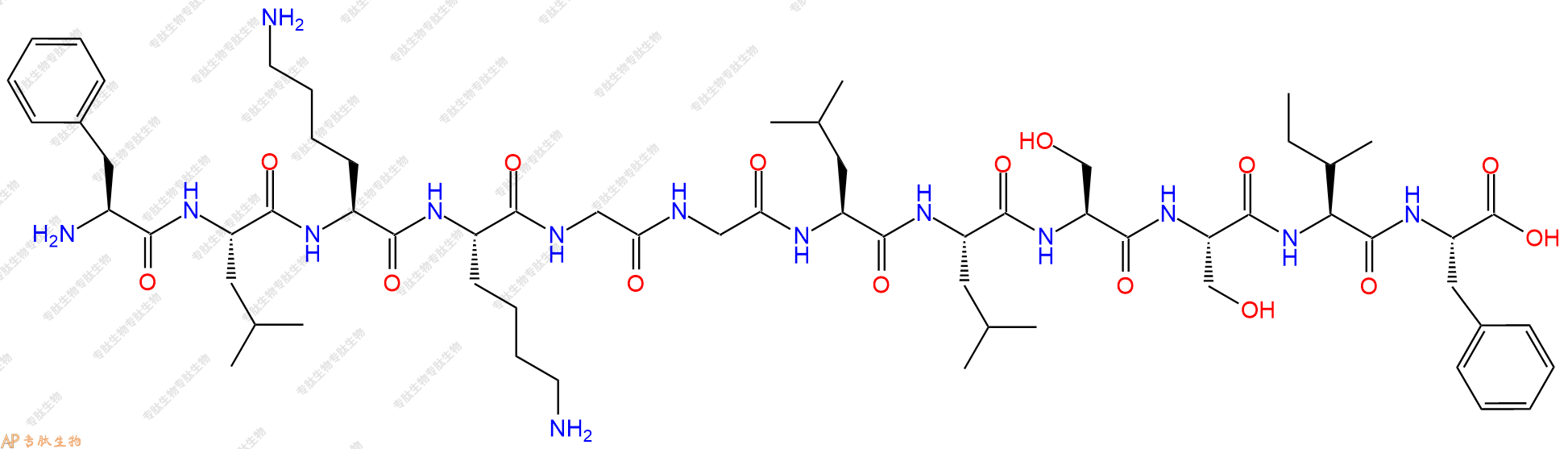 专肽生物产品H2N-Phe-Leu-Lys-Lys-Gly-Gly-Leu-Leu-Ser-Ser-Ile-Phe-OH