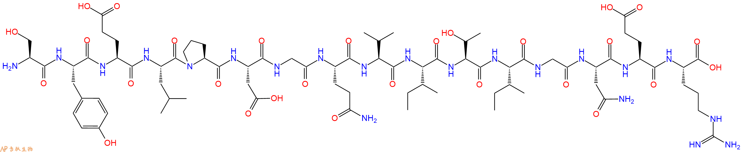 专肽生物产品H2N-Ser-Tyr-Glu-Leu-Pro-Asp-Gly-Gln-Val-Ile-Thr-Ile-Gly-Asn-Glu-Arg-OH