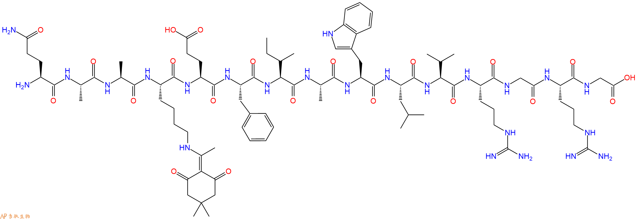 专肽生物产品H2N-Gln-Ala-Ala-Lys(Dde)-Glu-Phe-Ile-Ala-Trp-Leu-Val-Arg-Gly-Arg-Gly-OH