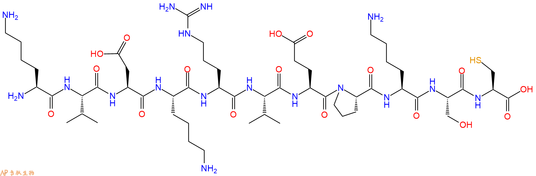 专肽生物产品H2N-Lys-Val-Asp-Lys-Arg-Val-Glu-Pro-Lys-Ser-Cys-OH