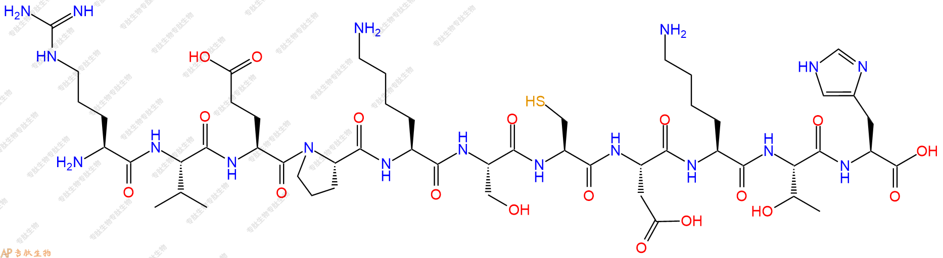 专肽生物产品H2N-Arg-Val-Glu-Pro-Lys-Ser-Cys-Asp-Lys-Thr-His-OH