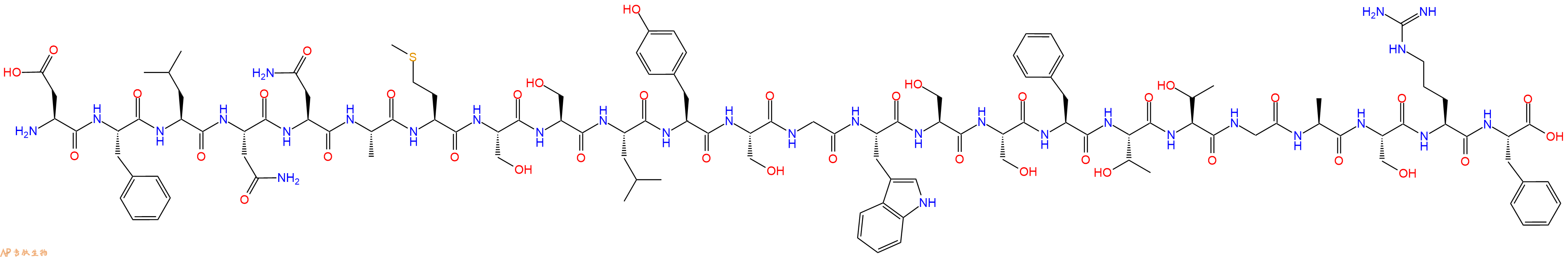 专肽生物产品H2N-Asp-Phe-Leu-Asn-Asn-Ala-Met-Ser-Ser-Leu-Tyr-Ser-Gly-Trp-Ser-Ser-Phe-Thr-Thr-Gly-Ala-Ser-Arg-Phe-OH