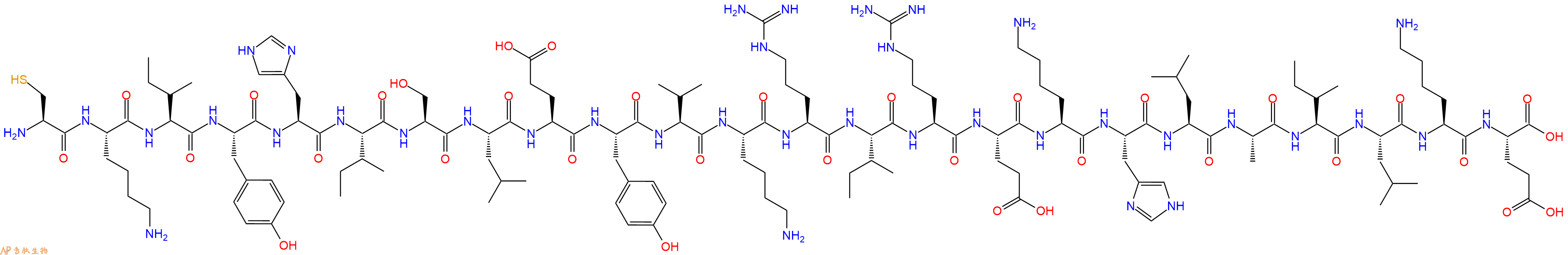 专肽生物产品H2N-Cys-Lys-Ile-Tyr-His-Ile-Ser-Leu-Glu-Tyr-Val-Lys-Arg-Ile-Arg-Glu-Lys-His-Leu-Ala-Ile-Leu-Lys-Glu-OH