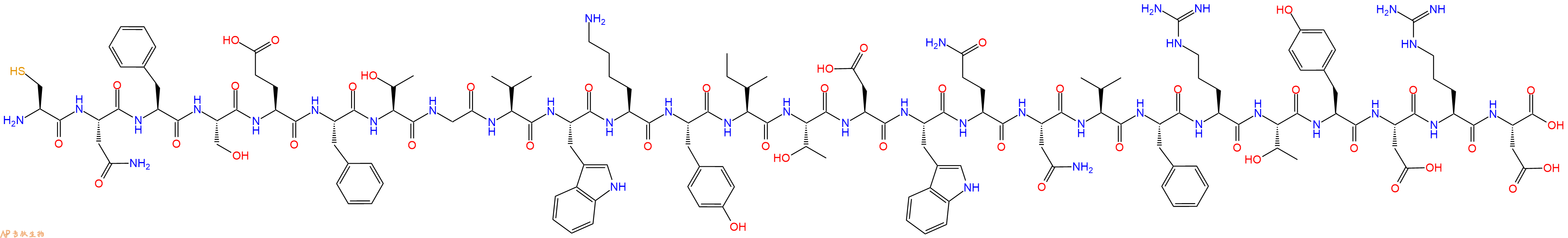 专肽生物产品H2N-Cys-Asn-Phe-Ser-Glu-Phe-Thr-Gly-Val-Trp-Lys-Tyr-Ile-Thr-Asp-Trp-Gln-Asn-Val-Phe-Arg-Thr-Tyr-Asp-Arg-Asp-OH