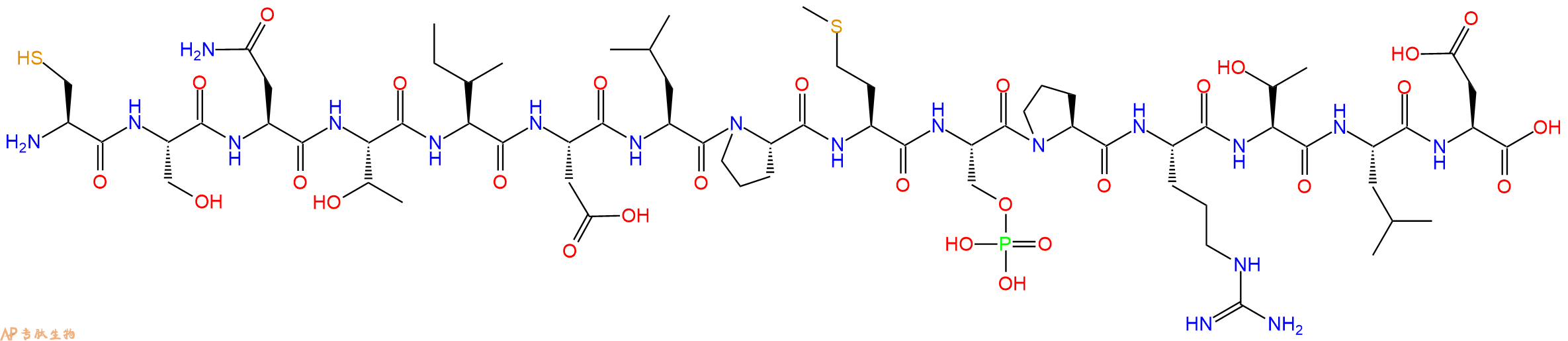 专肽生物产品H2N-Cys-Ser-Asn-Thr-Ile-Asp-Leu-Pro-Met-Ser(PO3H2)-Pro-Arg-Thr-Leu-Asp-OH