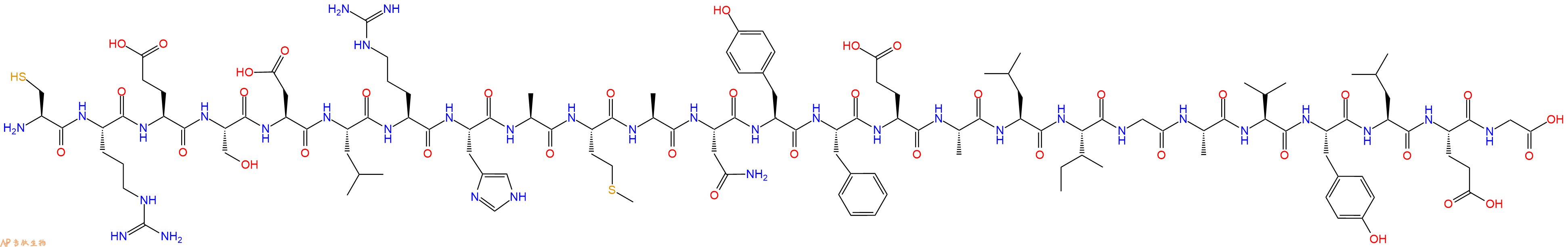 专肽生物产品H2N-Cys-Arg-Glu-Ser-Asp-Leu-Arg-His-Ala-Met-Ala-Asn-Tyr-Phe-Glu-Ala-Leu-Ile-Gly-Ala-Val-Tyr-Leu-Glu-Gly-OH
