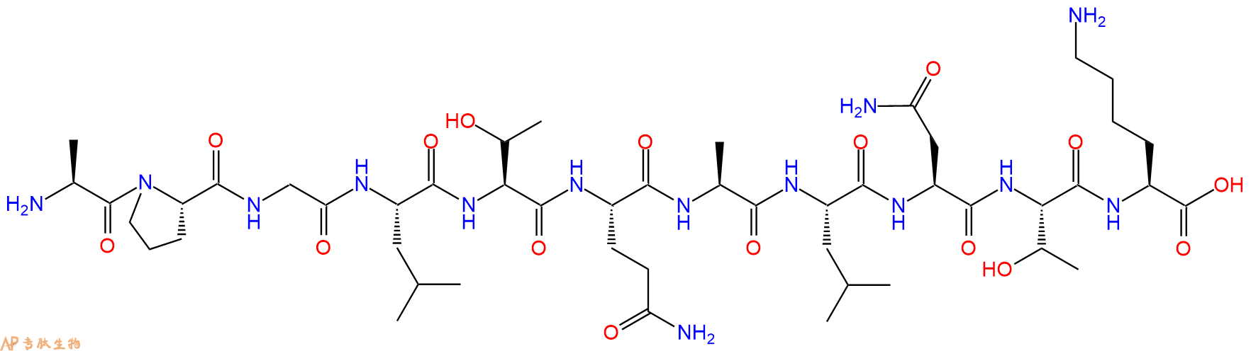 专肽生物产品H2N-Ala-Pro-Gly-Leu-Thr-Gln-Ala-Leu-Asn-Thr-Lys-OH