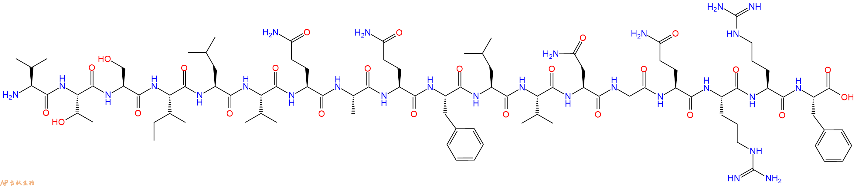 专肽生物产品H2N-Val-Thr-Ser-Ile-Leu-Val-Gln-Ala-Gln-Phe-Leu-Val-Asn-Gly-Gln-Arg-Arg-Phe-OH