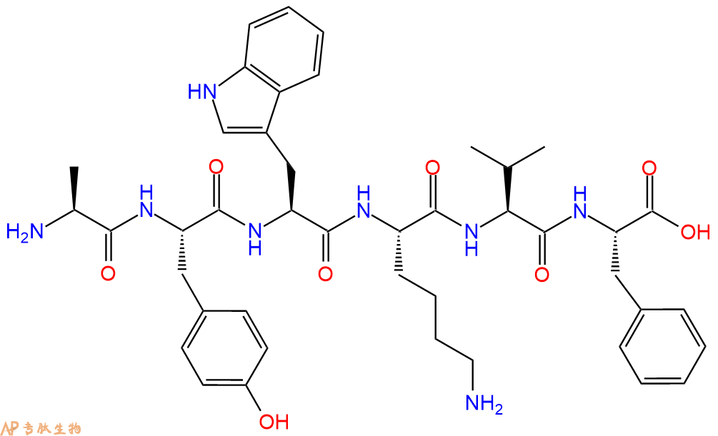 专肽生物产品H2N-Ala-Tyr-Trp-Lys-Val-Phe-OH