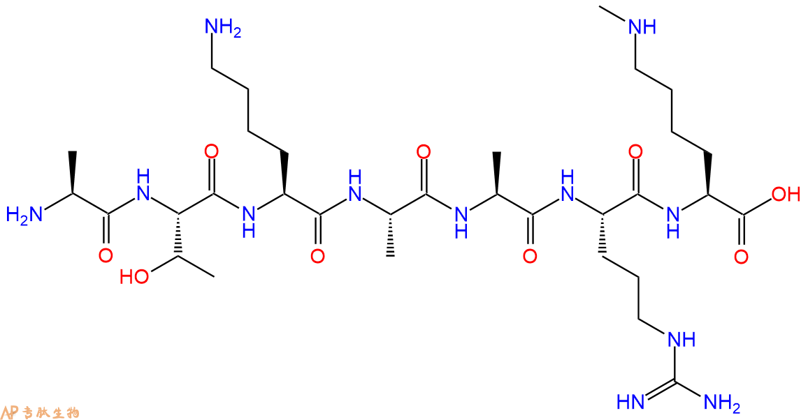 专肽生物产品H2N-Ala-Thr-Lys-Ala-Ala-Arg-Lys(Me)-OH