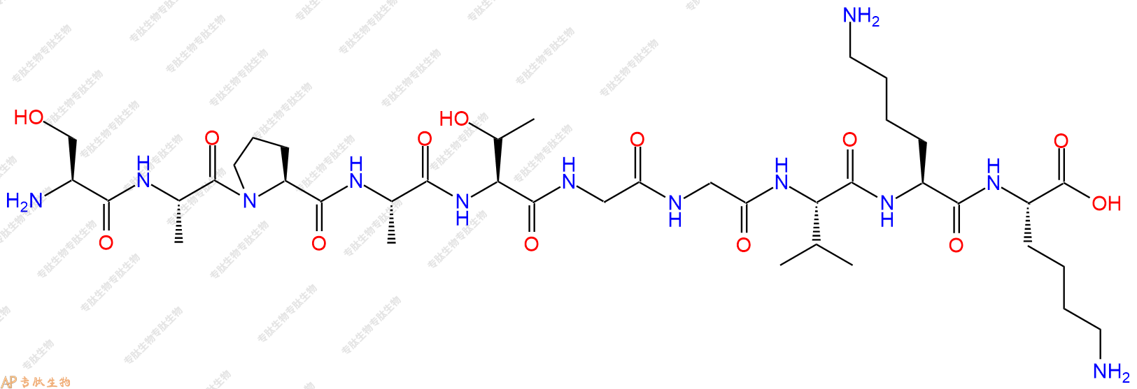 专肽生物产品H2N-Ser-Ala-Pro-Ala-Thr-Gly-Gly-Val-Lys-Lys-OH