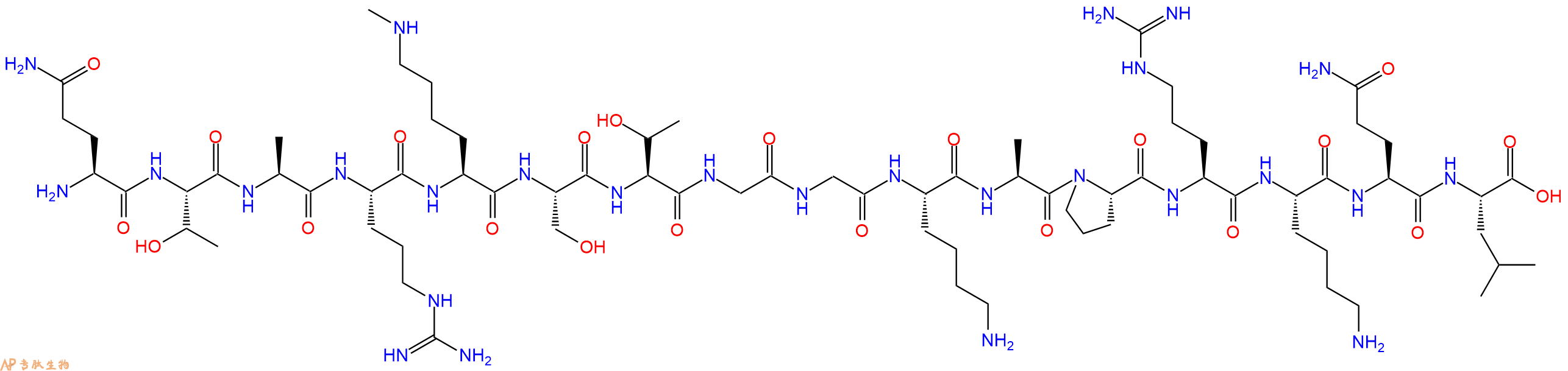 专肽生物产品H2N-Gln-Thr-Ala-Arg-Lys(Me)-Ser-Thr-Gly-Gly-Lys-Ala-Pro-Arg-Lys-Gln-Leu-OH