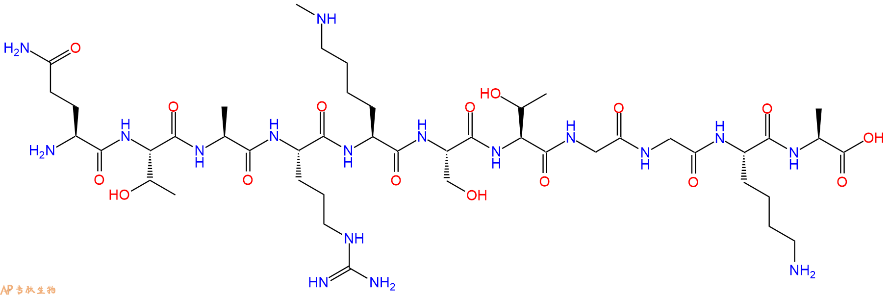 专肽生物产品H2N-Gln-Thr-Ala-Arg-Lys(Me)-Ser-Thr-Gly-Gly-Lys-Ala-OH