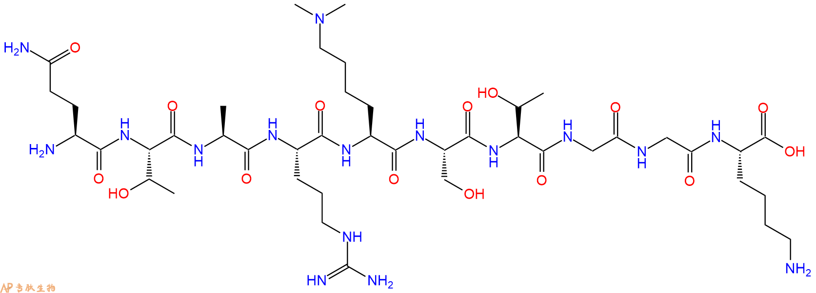 专肽生物产品H2N-Gln-Thr-Ala-Arg-Lys(Me)2-Ser-Thr-Gly-Gly-Lys-OH