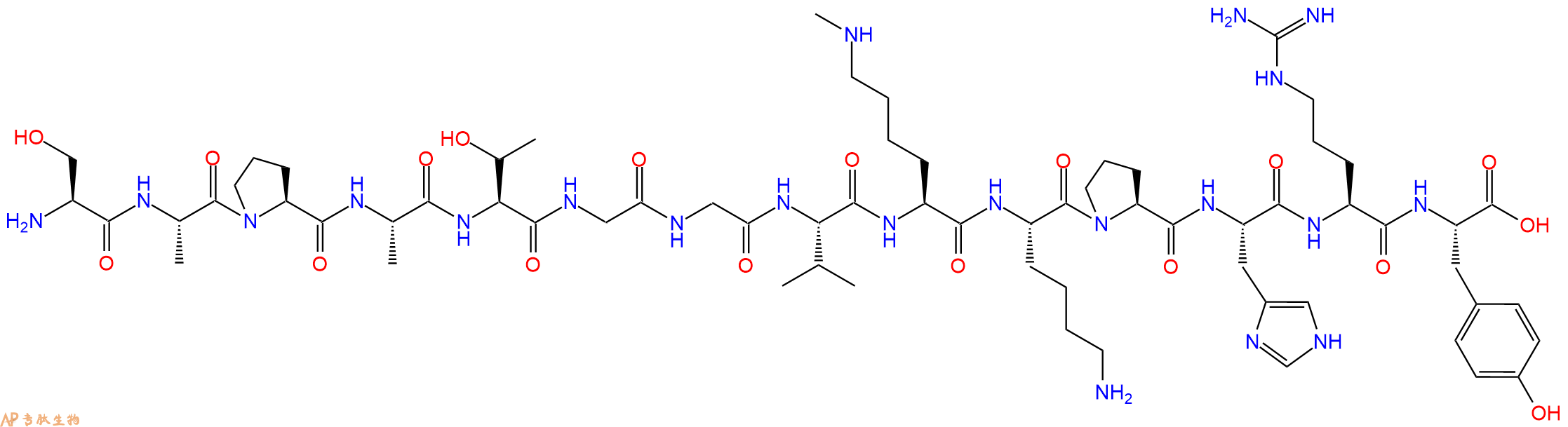 专肽生物产品H2N-Ser-Ala-Pro-Ala-Thr-Gly-Gly-Val-Lys(Me)-Lys-Pro-His-Arg-Tyr-OH