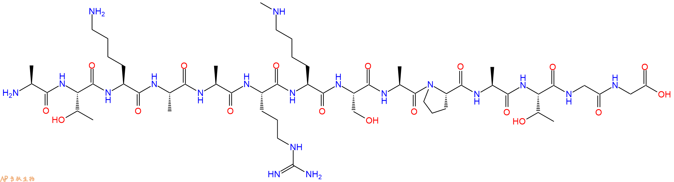 专肽生物产品H2N-Ala-Thr-Lys-Ala-Ala-Arg-Lys(Me)-Ser-Ala-Pro-Ala-Thr-Gly-Gly-OH