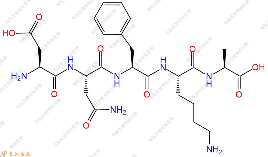 专肽生物产品H2N-Asp-Asn-Phe-Lys-Ala-OH