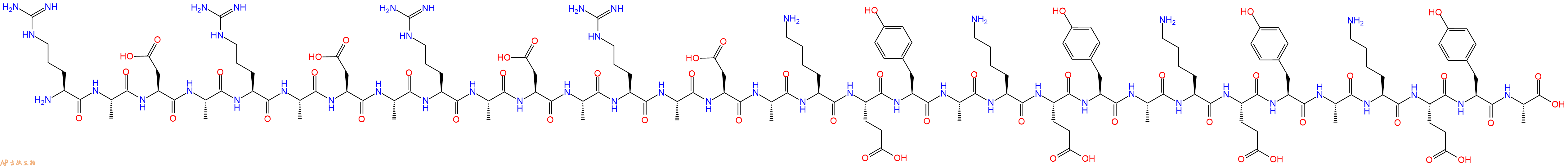 专肽生物产品H2N-Arg-Ala-Asp-Ala-Arg-Ala-Asp-Ala-Arg-Ala-Asp-Ala-Arg-Ala-Asp-Ala-Lys-Glu-Tyr-Ala-Lys-Glu-Tyr-Ala-Lys-Glu-Tyr-Ala-Lys-Glu-Tyr-Ala-OH