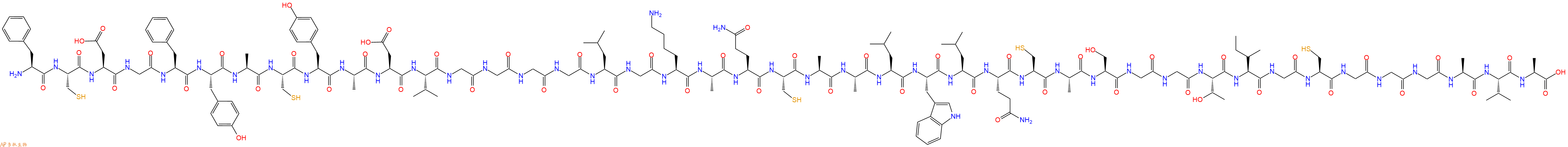 专肽生物产品H2N-Phe-Cys-Asp-Gly-Phe-Tyr-Ala-Cys-Tyr-Ala-Asp-Val-Gly-Gly-Gly-Gly-Leu-Gly-Lys-Ala-Gln-Cys-Ala-Ala-Leu-Trp-Leu-Gln-Cys-Ala-Ser-Gly-Gly-Thr-Ile-Gly-Cys-Gly-Gly-Gly-Ala-Val-Ala-OH
