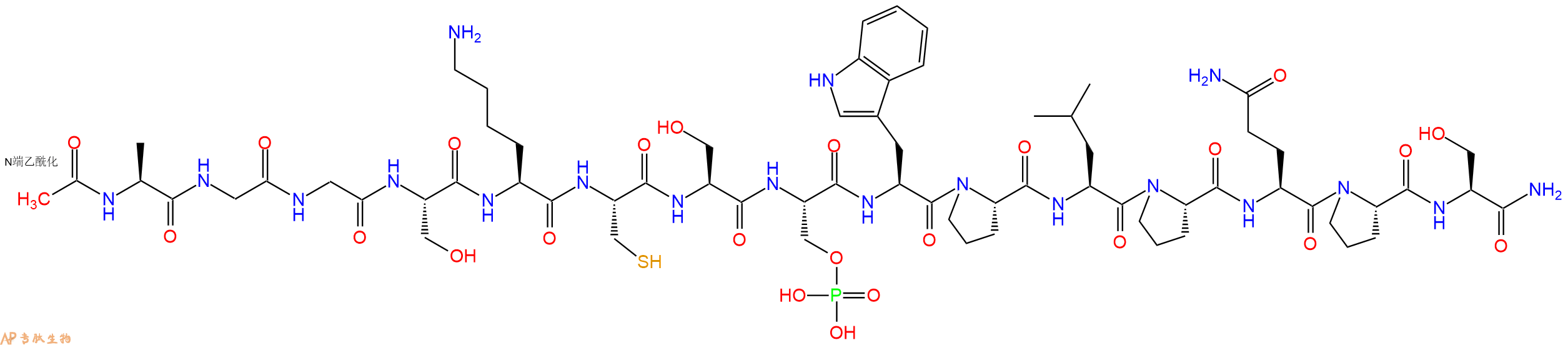 专肽生物产品Ac-Ala-Gly-Gly-Ser-Lys-Cys-Ser-Ser(PO3H2)-Trp-Pro-Leu-Pro-Gln-Pro-Ser-NH2