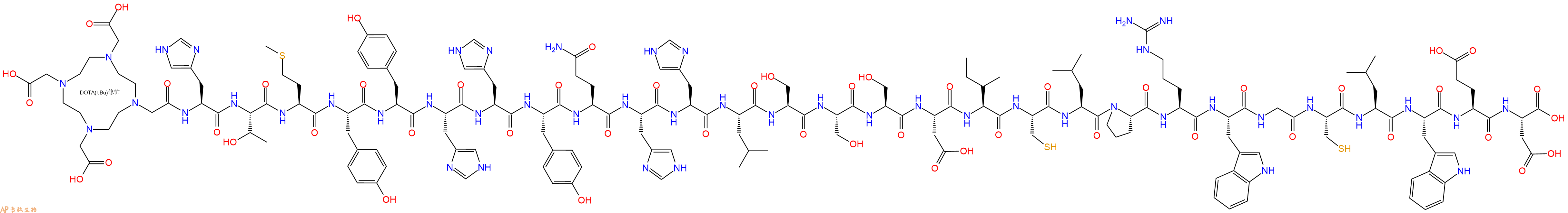 专肽生物产品DOTA-His-Thr-Met-Tyr-Tyr-His-His-Tyr-Gln-His-His-Leu-Ser-Ser-Ser-Asp-Ile-Cys-Leu-Pro-Arg-Trp-Gly-Cys-Leu-Trp-Glu-Asp-OH