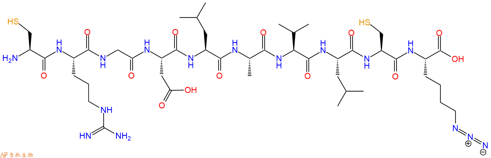 专肽生物产品H2N-Cys-Arg-Gly-Asp-Leu-Ala-Val-Leu-Cys-Lys(N3)-OH