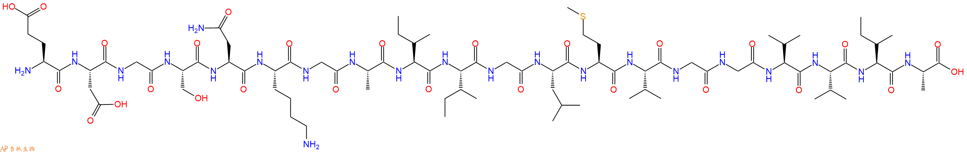 专肽生物产品H2N-Glu-Asp-Gly-Ser-Asn-Lys-Gly-Ala-Ile-Ile-Gly-Leu-Met-Val-Gly-Gly-Val-Val-Ile-Ala-OH