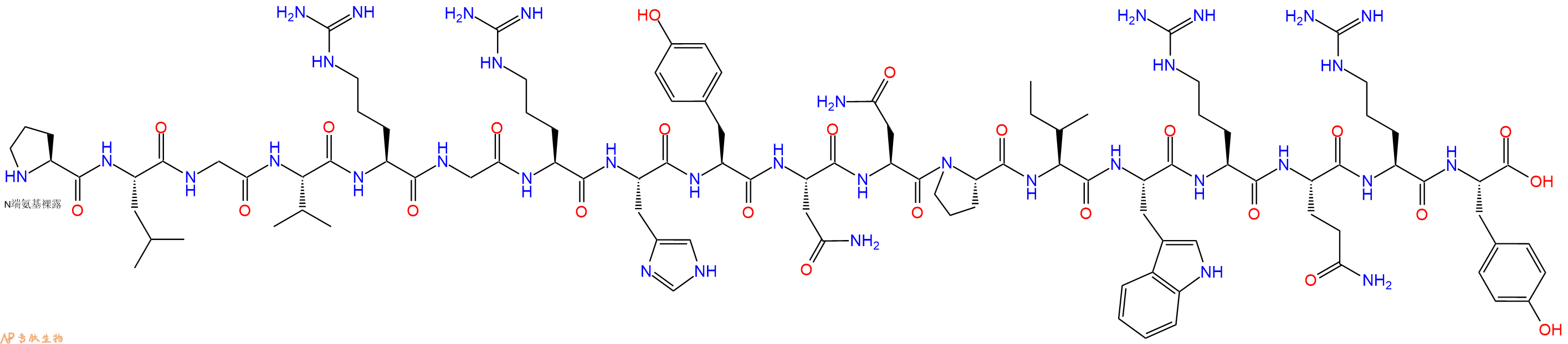专肽生物产品H2N-Pro-Leu-Gly-Val-Arg-Gly-Arg-His-Tyr-Asn-Asn-Pro-Ile-Trp-Arg-Gln-Arg-Tyr-OH