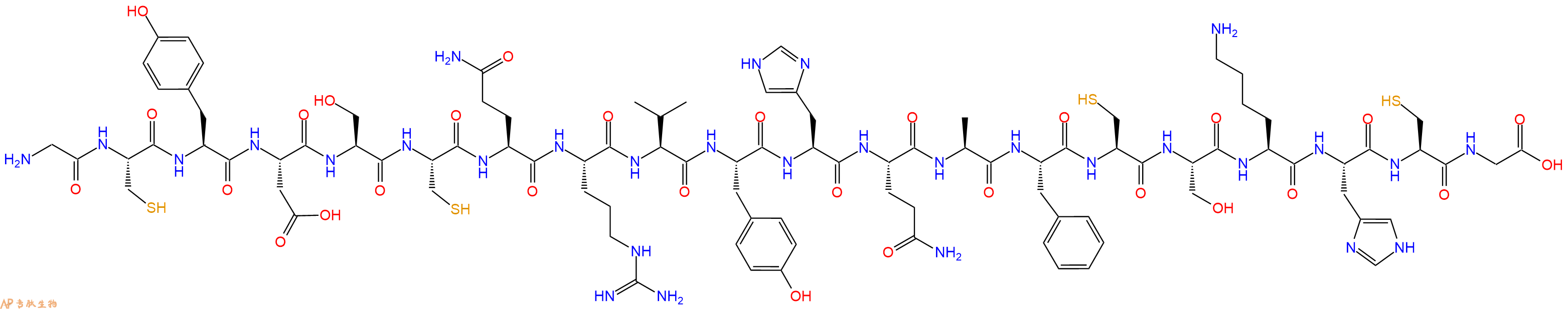 专肽生物产品H2N-Gly-Cys-Tyr-Asp-Ser-Cys-Gln-Arg-Val-Tyr-His-Gln-Ala-Phe-Cys-Ser-Lys-His-Cys-Gly-OH
