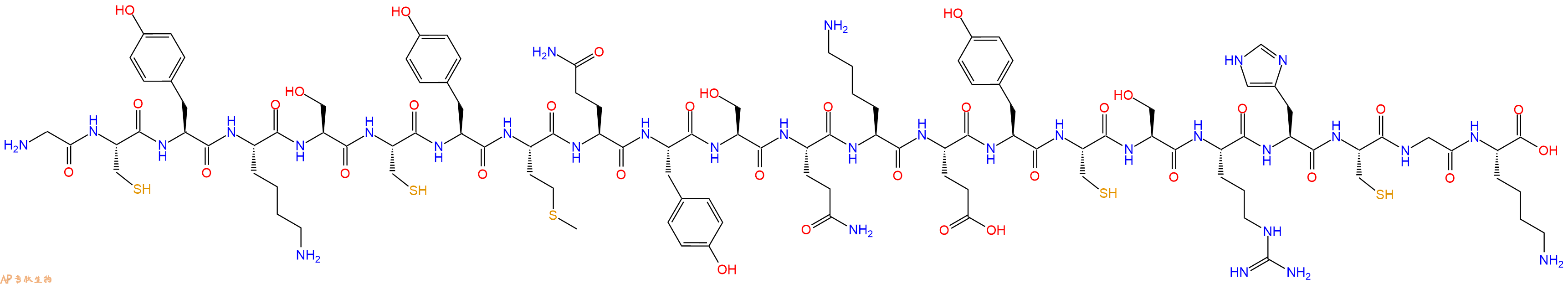 专肽生物产品H2N-Gly-Cys-Tyr-Lys-Ser-Cys-Tyr-Met-Gln-Tyr-Ser-Gln-Lys-Glu-Tyr-Cys-Ser-Arg-His-Cys-Gly-Lys-OH