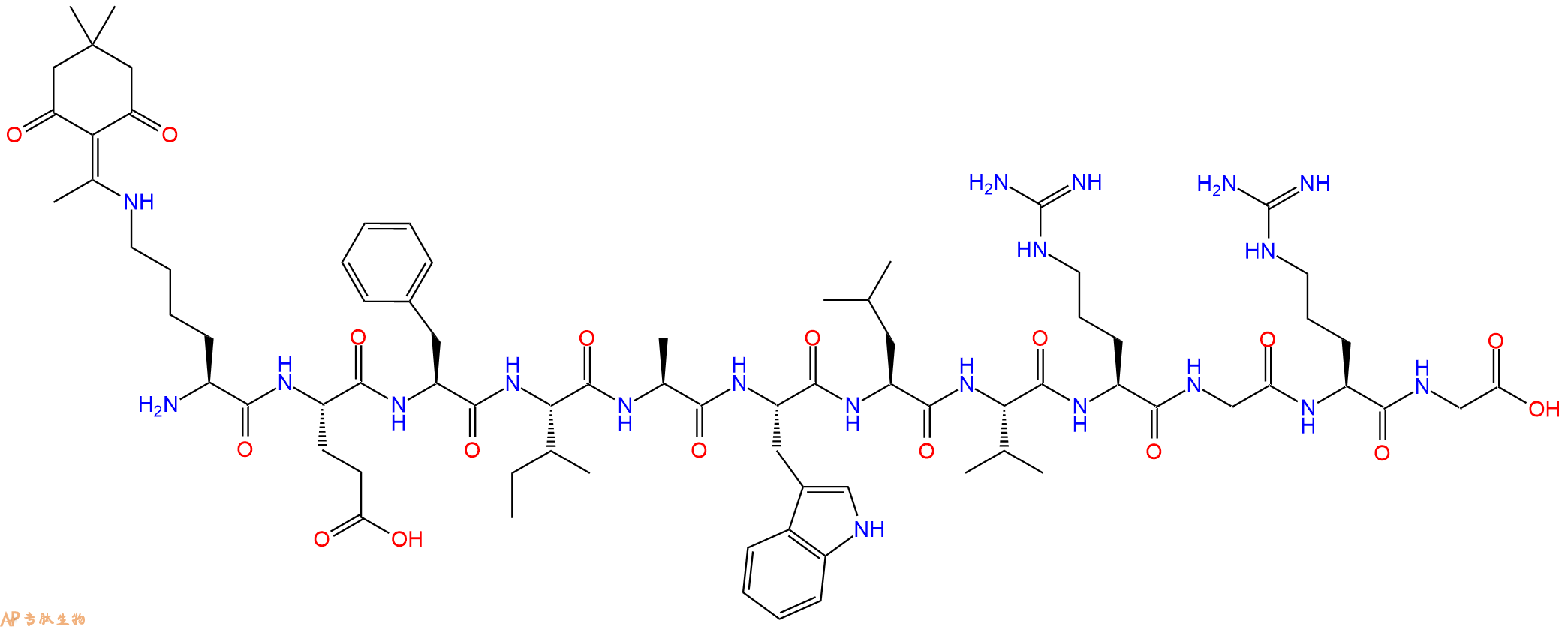 专肽生物产品H2N-Lys(Dde)-Glu-Phe-Ile-Ala-Trp-Leu-Val-Arg-Gly-Arg-Gly-OH