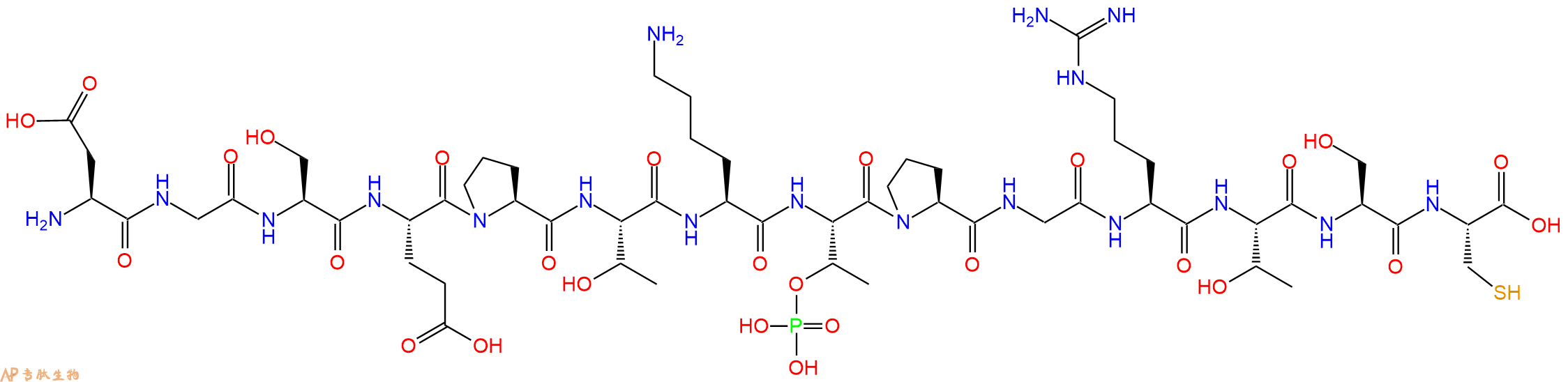 专肽生物产品H2N-Asp-Gly-Ser-Glu-Pro-Thr-Lys-pThr-Pro-Gly-Arg-Thr-Ser-Cys-OH