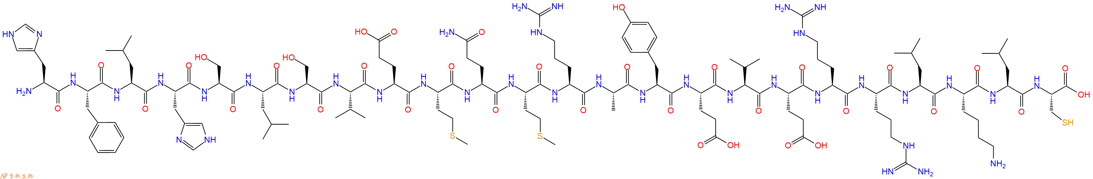 专肽生物产品H2N-His-Phe-Leu-His-Ser-Leu-Ser-Val-Glu-Met-Gln-Met-Arg-Ala-Tyr-Glu-Val-Glu-Arg-Arg-Leu-Lys-Leu-Cys-OH
