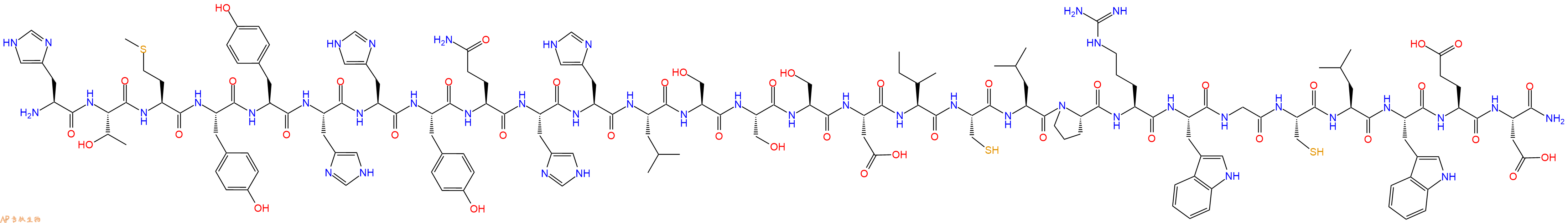 专肽生物产品H2N-His-Thr-Met-Tyr-Tyr-His-His-Tyr-Gln-His-His-Leu-Ser-Ser-Ser-Asp-Ile-Cys-Leu-Pro-Arg-Trp-Gly-Cys-Leu-Trp-Glu-Asp-NH2