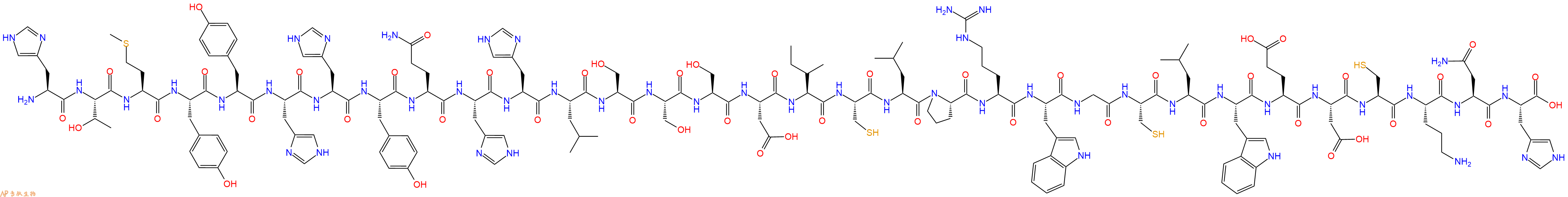 专肽生物产品H2N-His-Thr-Met-Tyr-Tyr-His-His-Tyr-Gln-His-His-Leu-Ser-Ser-Ser-Asp-Ile-Cys-Leu-Pro-Arg-Trp-Gly-Cys-Leu-Trp-Glu-Asp-Cys-Orn-Asn-His-OH