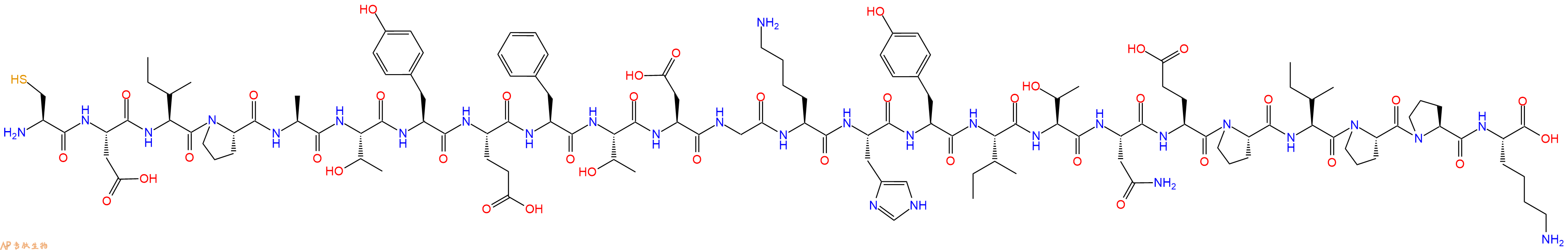 专肽生物产品H2N-Cys-Asp-Ile-Pro-Ala-Thr-Tyr-Glu-Phe-Thr-Asp-Gly-Lys-His-Tyr-Ile-Thr-Asn-Glu-Pro-Ile-Pro-Pro-Lys-OH