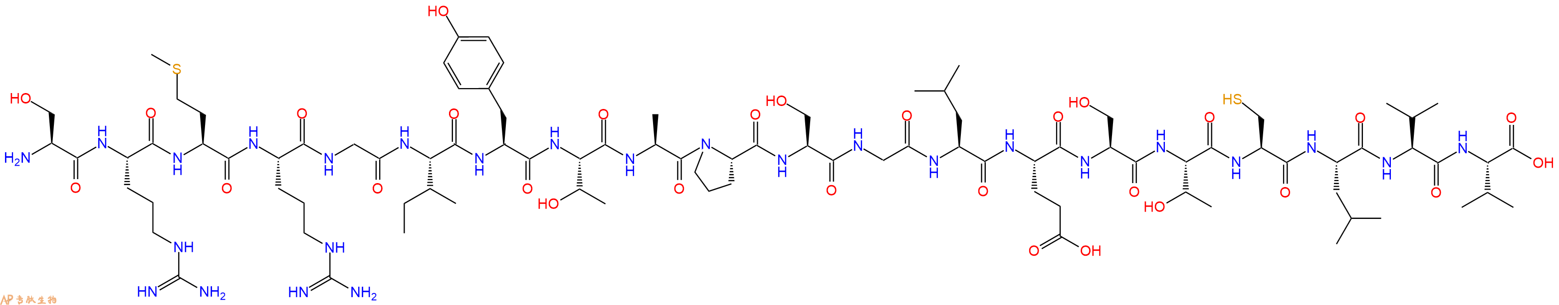 专肽生物产品H2N-Ser-Arg-Met-Arg-Gly-Ile-Tyr-Thr-Ala-Pro-Ser-Gly-Leu-Glu-Ser-Thr-Cys-Leu-Val-Val-OH
