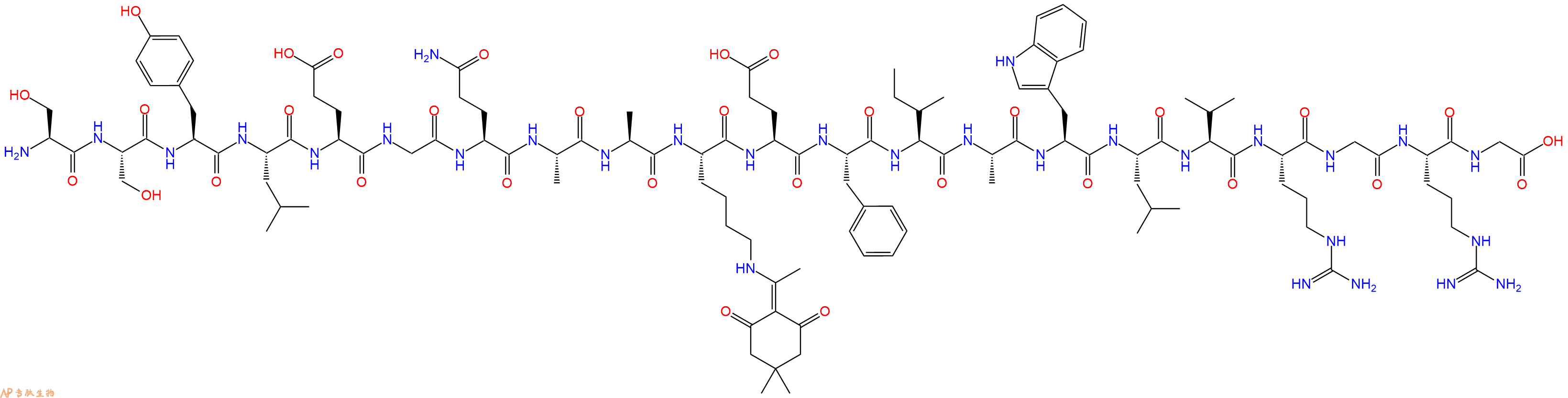 专肽生物产品H2N-Ser-Ser-Tyr-Leu-Glu-Gly-Gln-Ala-Ala-Lys(Dde)-Glu-Phe-Ile-Ala-Trp-Leu-Val-Arg-Gly-Arg-Gly-OH