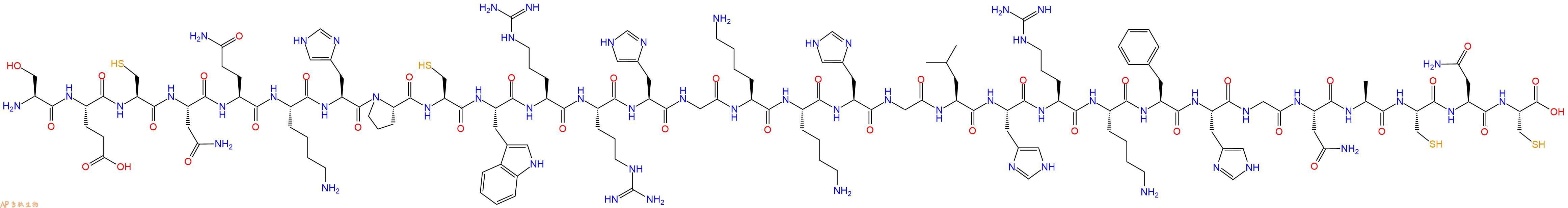 专肽生物产品H2N-Ser-Glu-Cys-Asn-Gln-Lys-His-Pro-Cys-Trp-Arg-Arg-His-Gly-Lys-Lys-His-Gly-Leu-His-Arg-Lys-Phe-His-Gly-Asn-Ala-Cys-Asn-Cys-OH