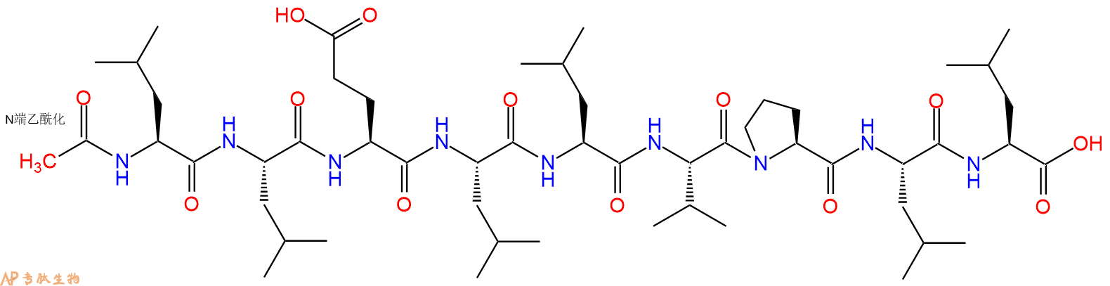 专肽生物产品Ac-Leu-Leu-Glu-Leu-Leu-Val-Pro-Leu-Leu-OH