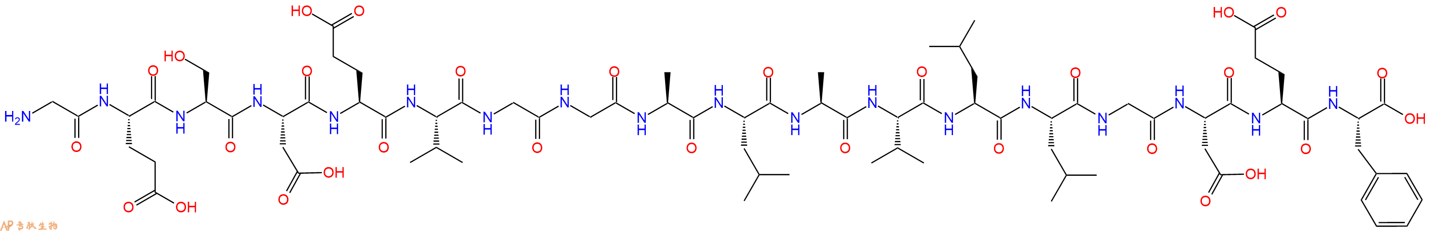 专肽生物产品H2N-Gly-Glu-Ser-Asp-Glu-Val-Gly-Gly-Ala-Leu-Ala-Val-Leu-Leu-Gly-Asp-Glu-Phe-OH