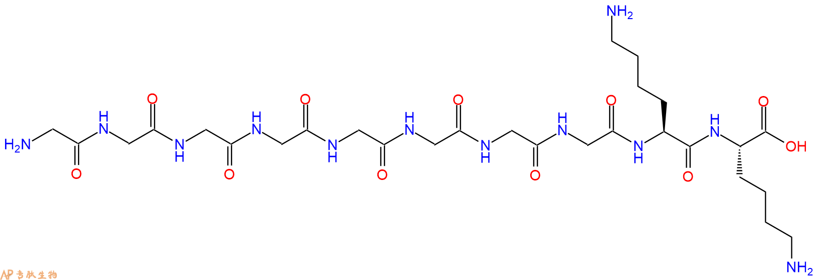 专肽生物产品H2N-Gly-Gly-Gly-Gly-Gly-Gly-Gly-Gly-Lys-Lys-OH