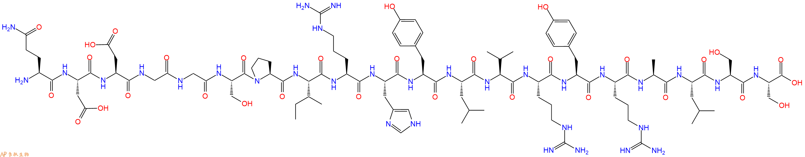 专肽生物产品H2N-Gln-Asp-Asp-Gly-Gly-Ser-Pro-Ile-Arg-His-Tyr-Leu-Val-Arg-Tyr-Arg-Ala-Leu-Ser-Ser-OH