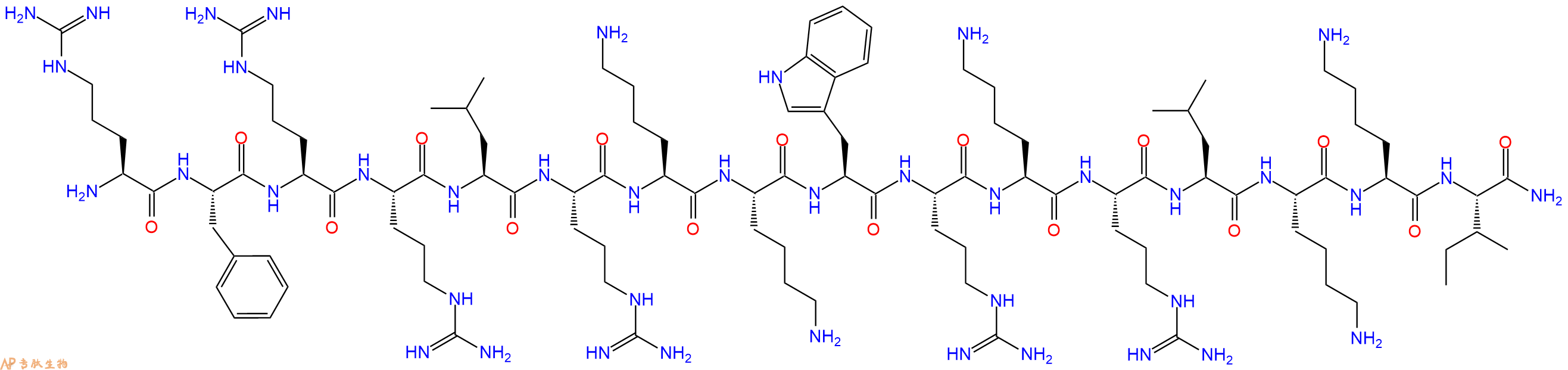 专肽生物产品H2N-Arg-Phe-Arg-Arg-Leu-Arg-Lys-Lys-Trp-Arg-Lys-Arg-Leu-Lys-Lys-Ile-NH2