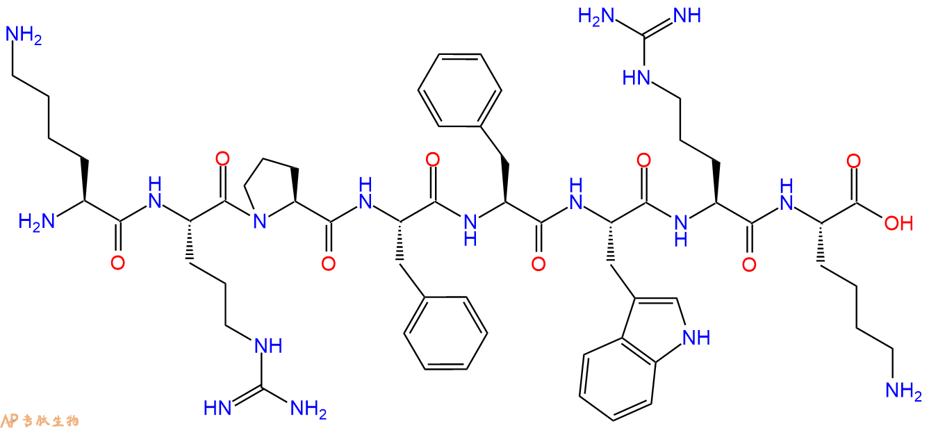 专肽生物产品H2N-Lys-Arg-Pro-Phe-Phe-Trp-Arg-Lys-OH