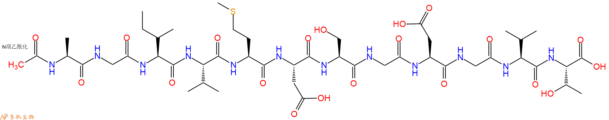 专肽生物产品Ac-Ala-Gly-Ile-Val-Met-Asp-Ser-Gly-Asp-Gly-Val-Thr-OH