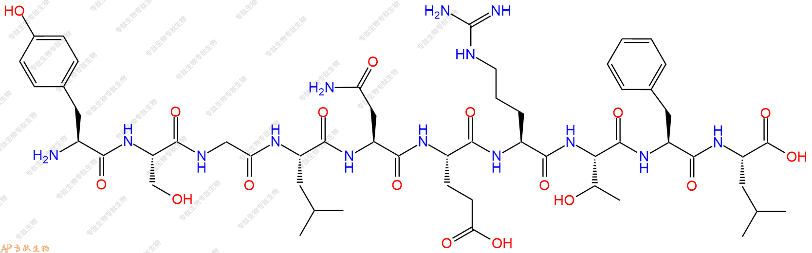 专肽生物产品H2N-Tyr-Ser-Gly-Leu-Asn-Glu-Arg-Thr-Phe-Leu-OH