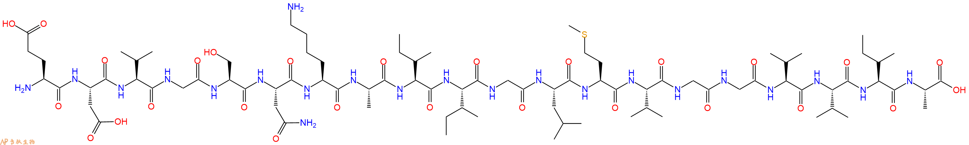 专肽生物产品H2N-Glu-Asp-Val-Gly-Ser-Asn-Lys-Ala-Ile-Ile-Gly-Leu-Met-Val-Gly-Gly-Val-Val-Ile-Ala-OH
