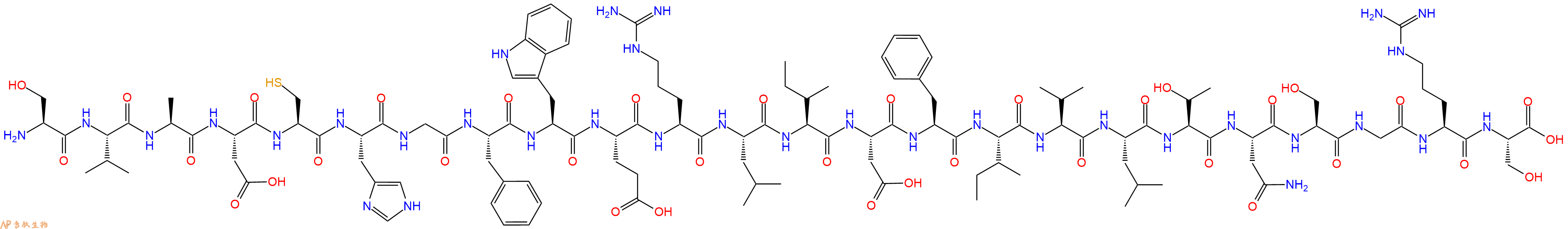 专肽生物产品H2N-Ser-Val-Ala-Asp-Cys-His-Gly-Phe-Trp-Glu-Arg-Leu-Ile-Asp-Phe-Ile-Val-Leu-Thr-Asn-Ser-Gly-Arg-Ser-OH