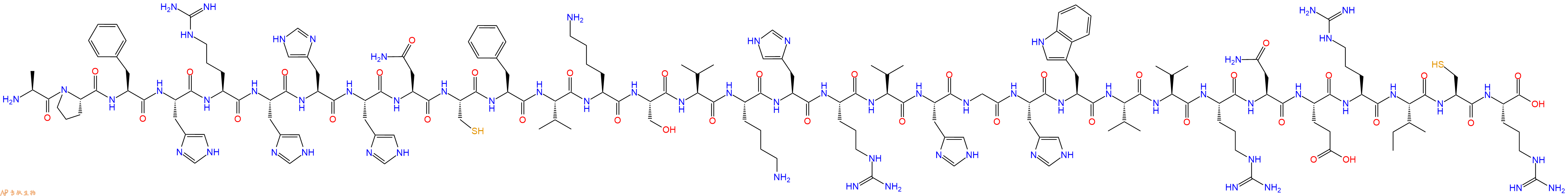 专肽生物产品H2N-Ala-Pro-Phe-His-Arg-His-His-His-Asn-Cys-Phe-Val-Lys-Ser-Val-Lys-His-Arg-Val-His-Gly-His-Trp-Val-Val-Arg-Asn-Glu-Arg-Ile-Cys-Arg-OH